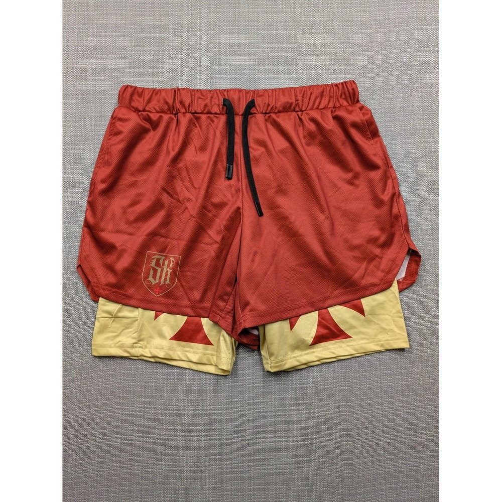 Saint Kaizen Shorts Mens Large Red 4 Inseam Lined Mesh Athletic Running Gym